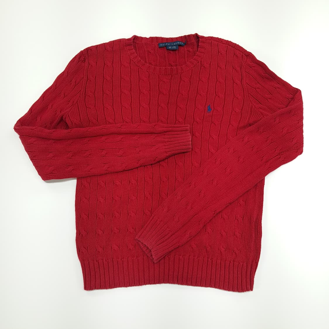 CN827W M 폴로 랄프로렌 레드 라운드 케이블 긴팔 니트 스웨터 상품이미지2