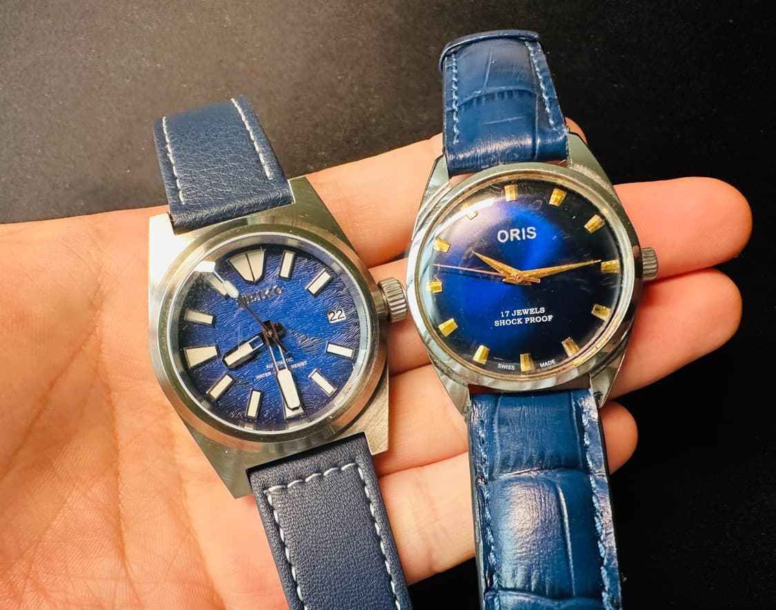 오리스 블루 다이얼 빈티지 오토매틱 시계 판매 상품이미지7