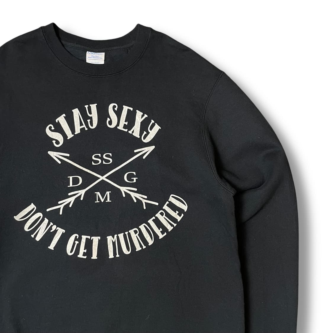 USA 블랙 프린팅 기모 맨투맨 M 상품이미지3