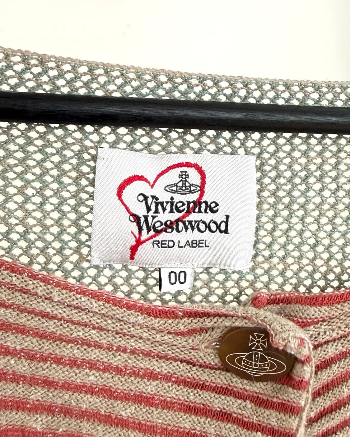비비안 웨스트우드 레드라벨 레드 그린 스트라이프 배색 가디건 상품이미지7