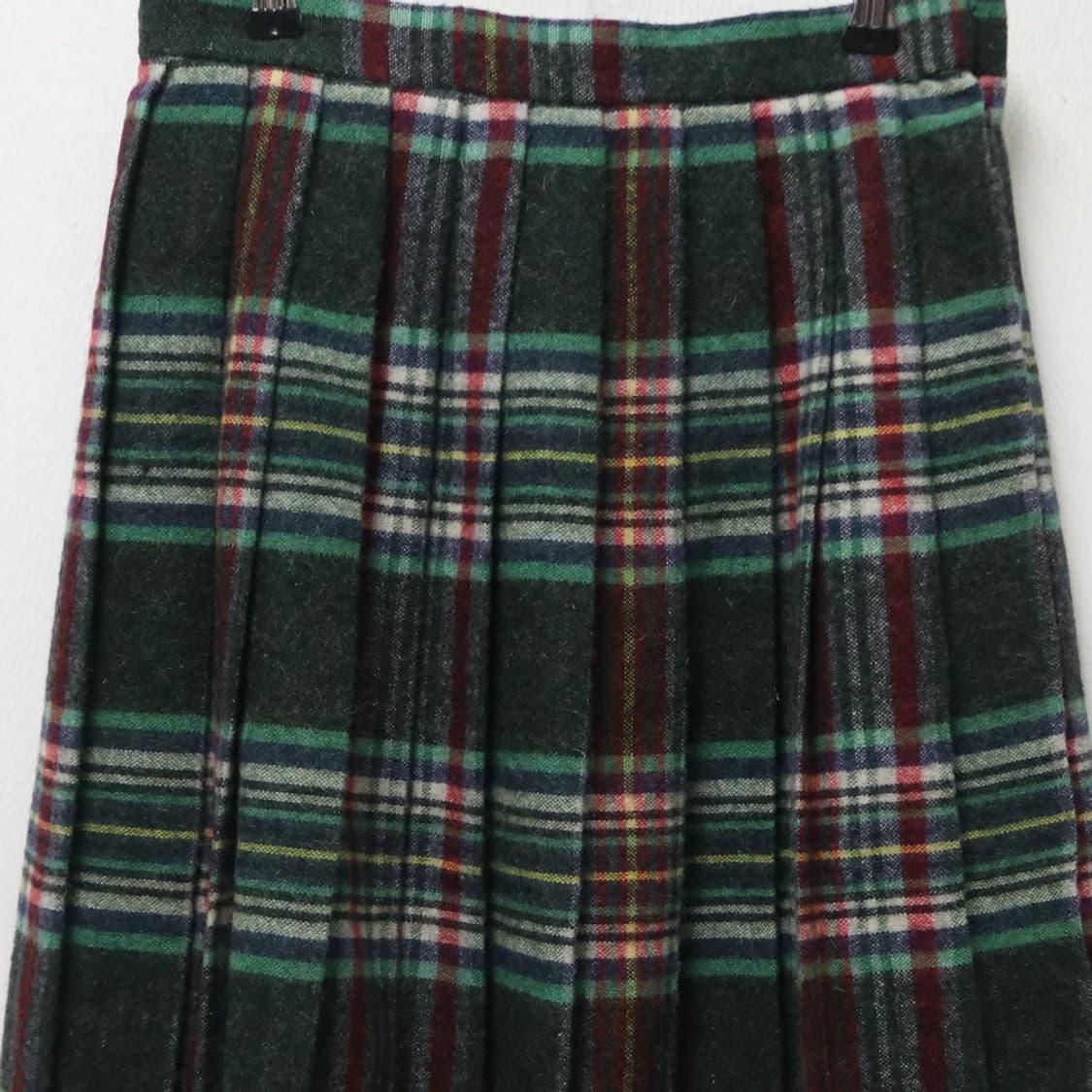 체크 울 혼방 플리츠 미디 스커트 62445 상품이미지3