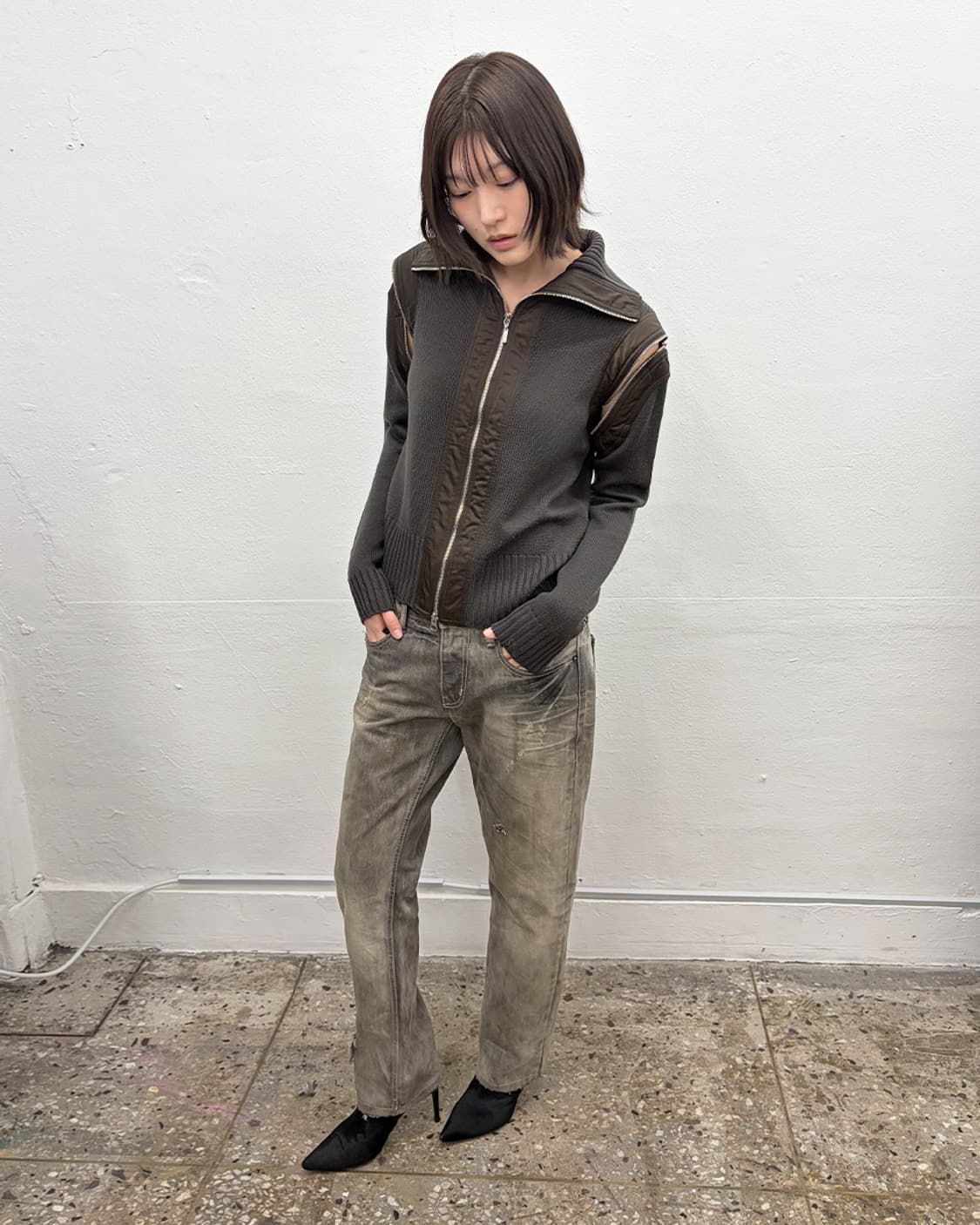 크리지아 디테쳐블 니트 집업 상품이미지6