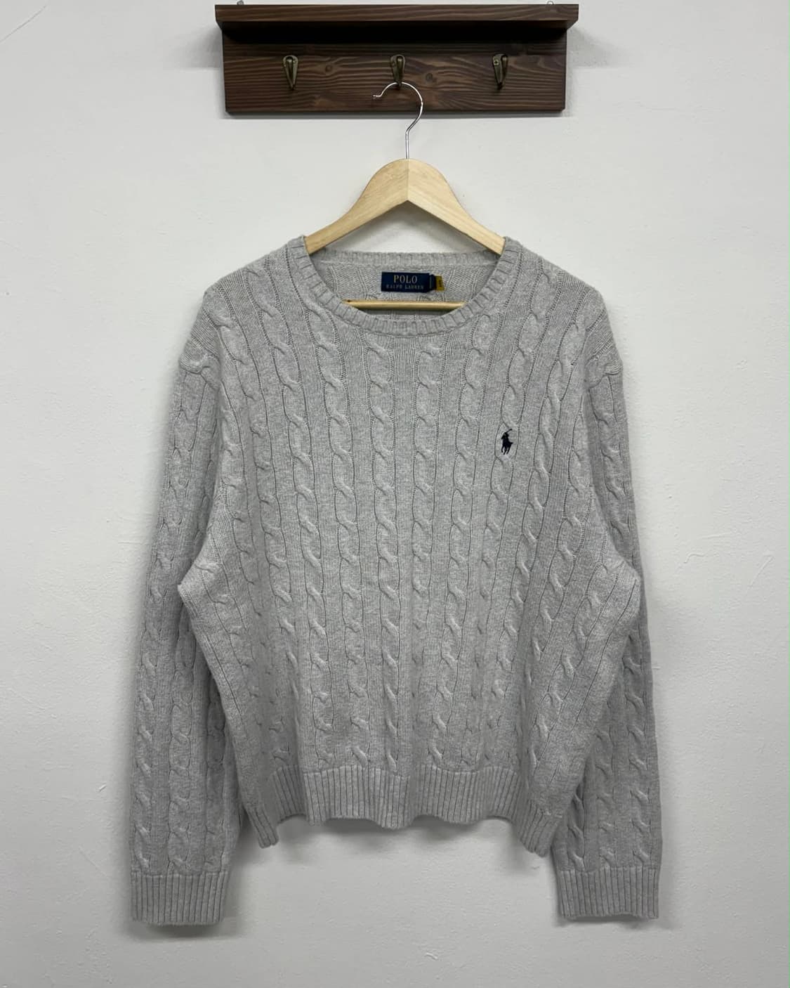[XXL] 폴로 랄프로렌 연그레이 코튼 케이블 니트 스웨터 상품이미지1