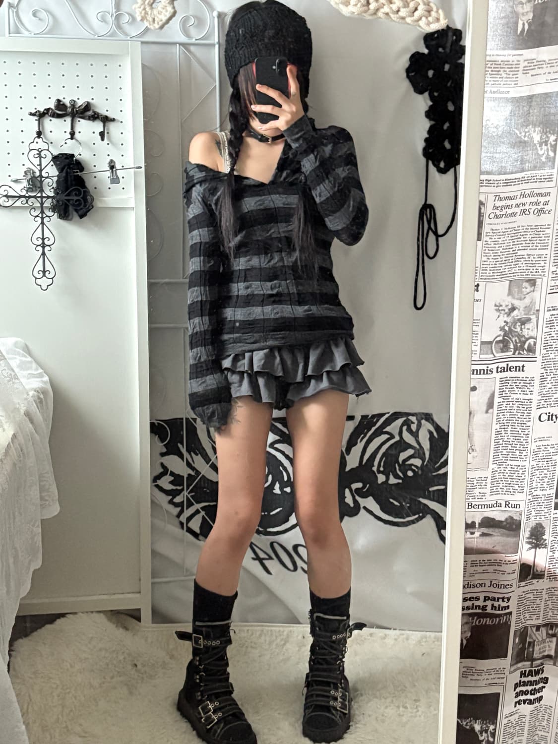 • striped knit hood  • 상품이미지2