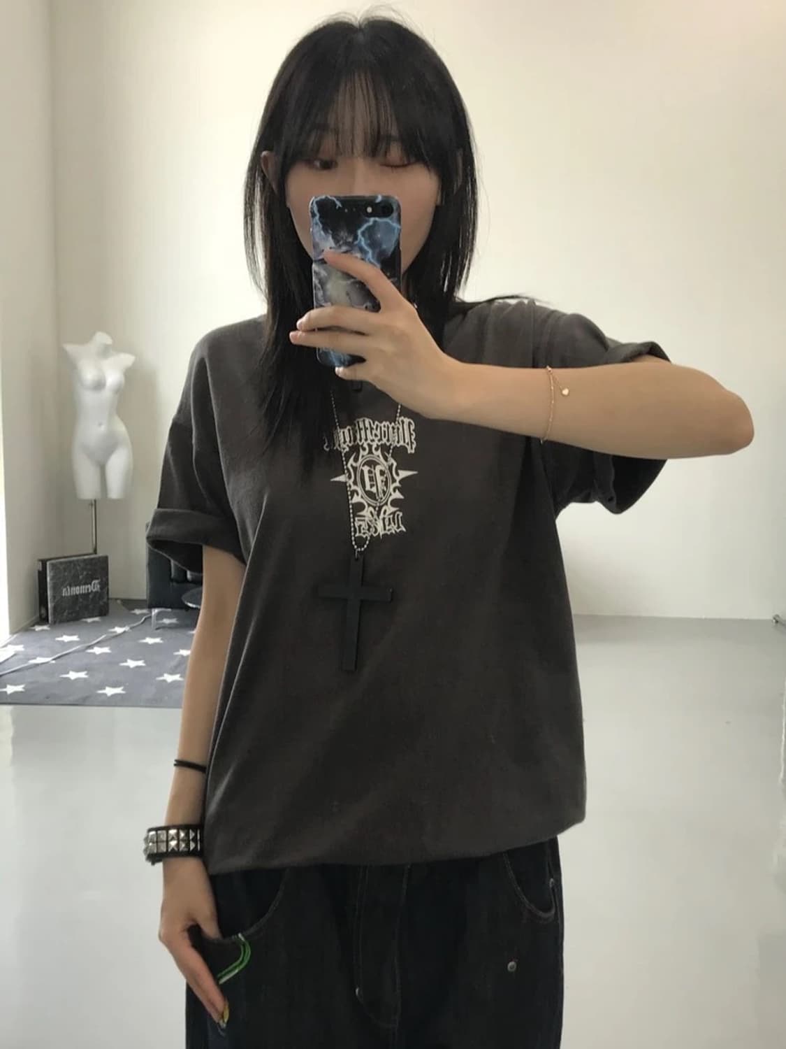 빈티지 펑크 프린팅 반팔 상품이미지1