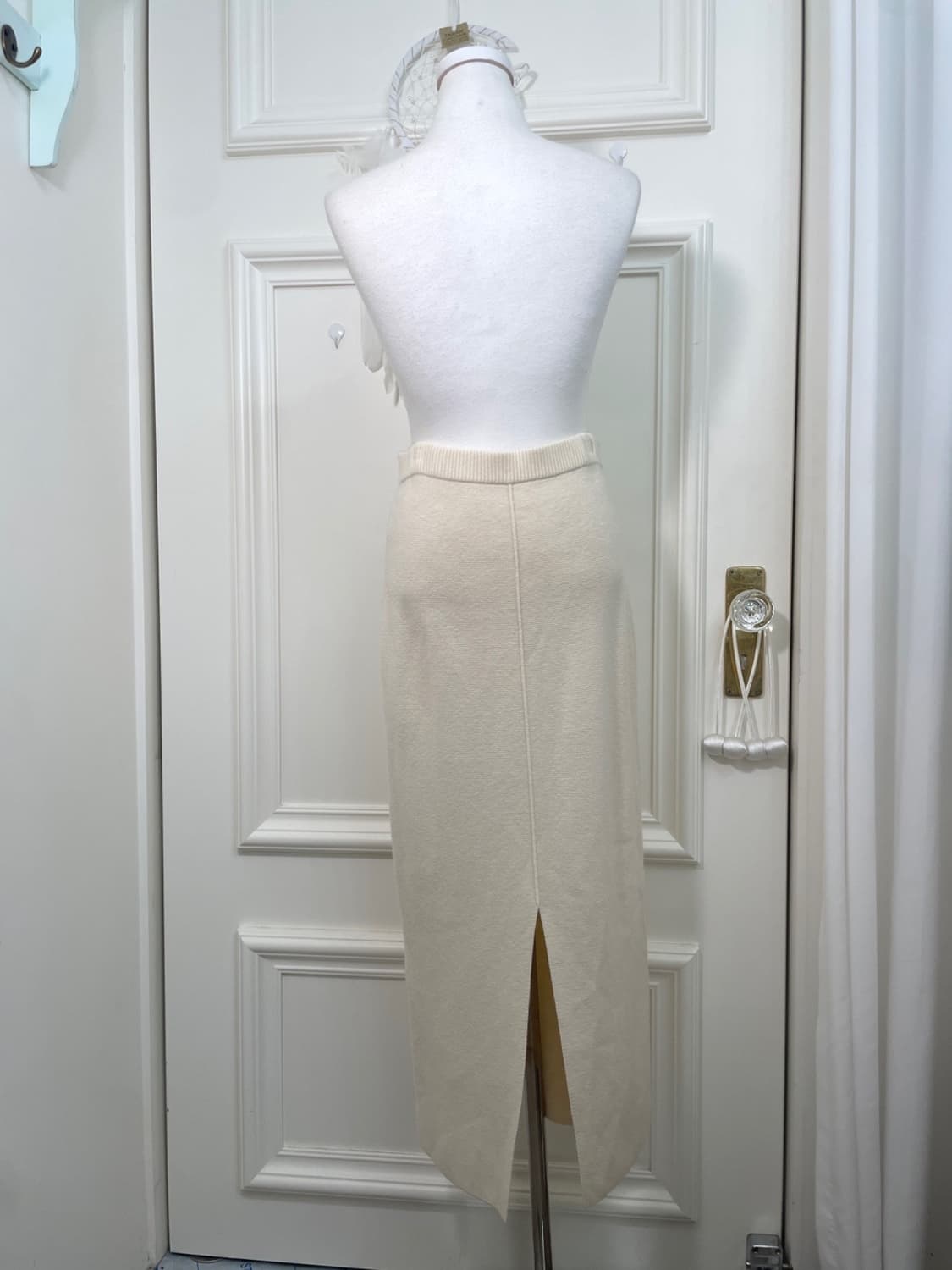 ivory back slit basic knit long skirt 상품이미지3