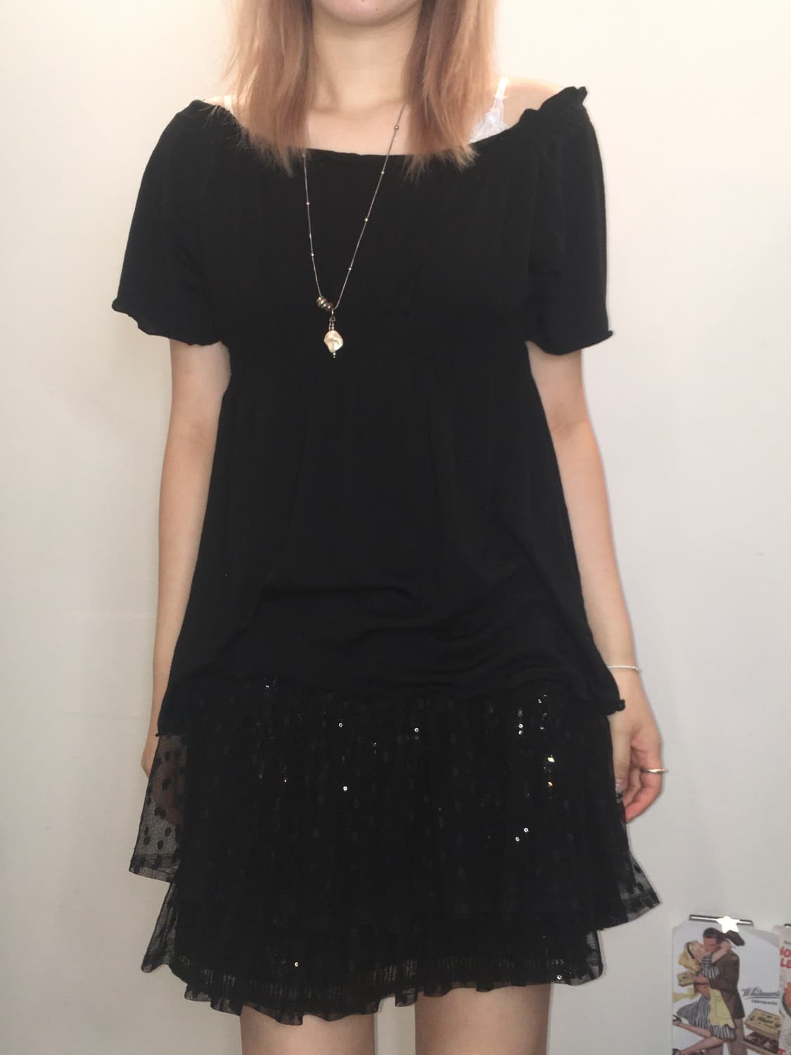 jpn vintage 블랙 오프숄더 티셔츠 상품이미지1