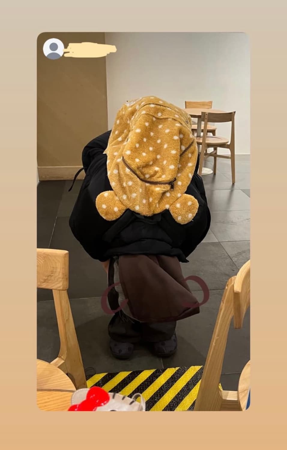 곰돌이 털 도트 백팩 상품이미지2