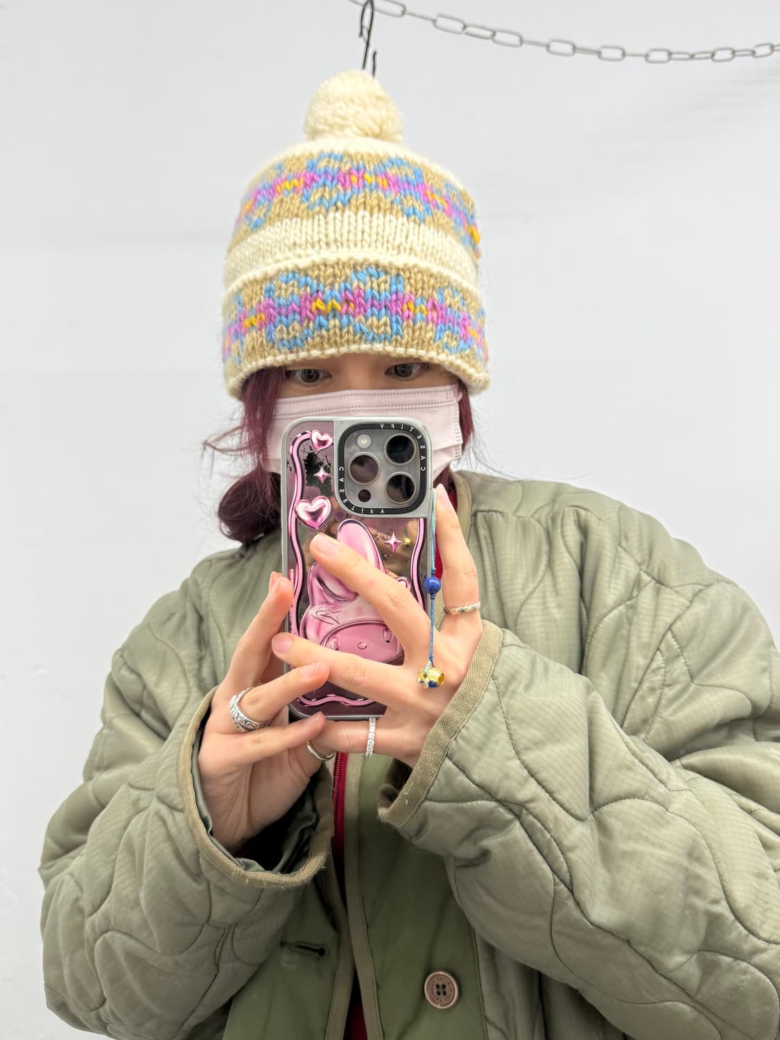 울 100 모리 핸드메이드 방울 비니 상품이미지3