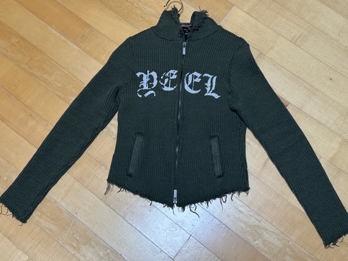 leey - RIBBED KNIT ZIP-UP HOODIE, KHAKI 상품이미지6