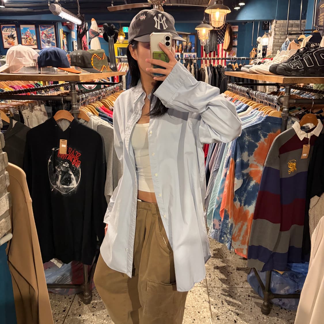 polo 폴로 핑크 자수 블루 긴팔 셔츠 상품이미지3