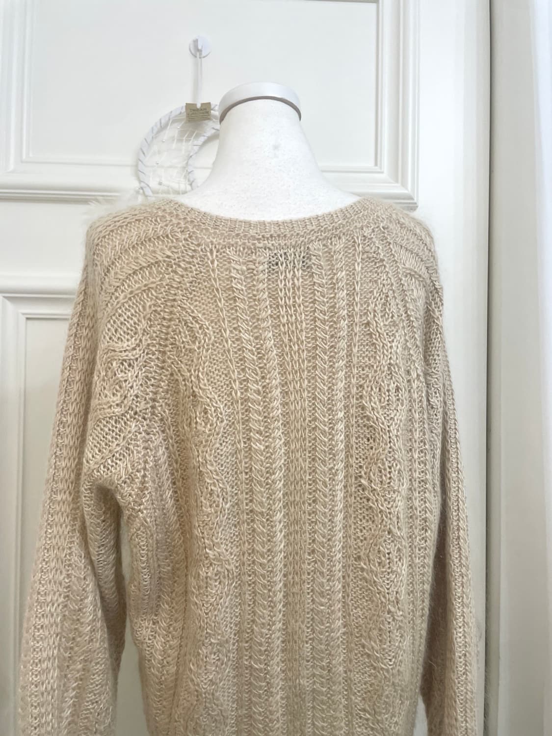 beige wool silk twist loose cardigan 상품이미지4