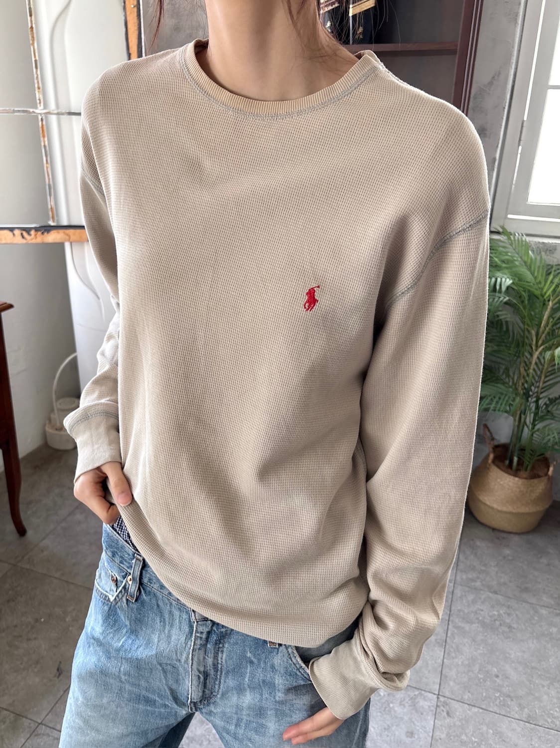 폴로 와플 롱슬리브 상품이미지1