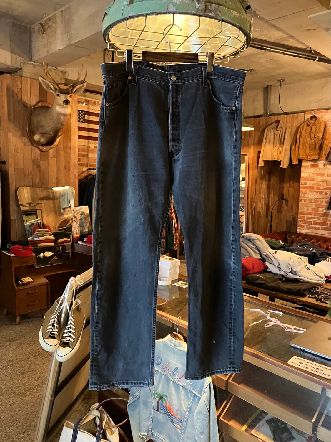 빅사이즈 90s USA 빈티지 리바이스 501 0660 블랙진 데님 팬츠 상품이미지1