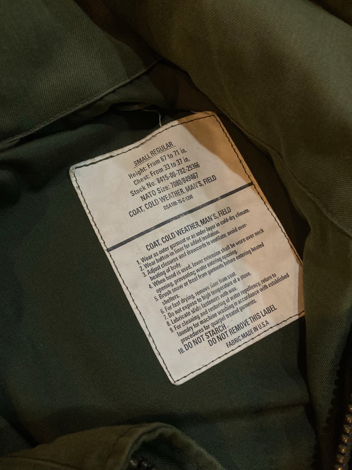 USA made military M-65 레귤러 필드 자켓 상품이미지4