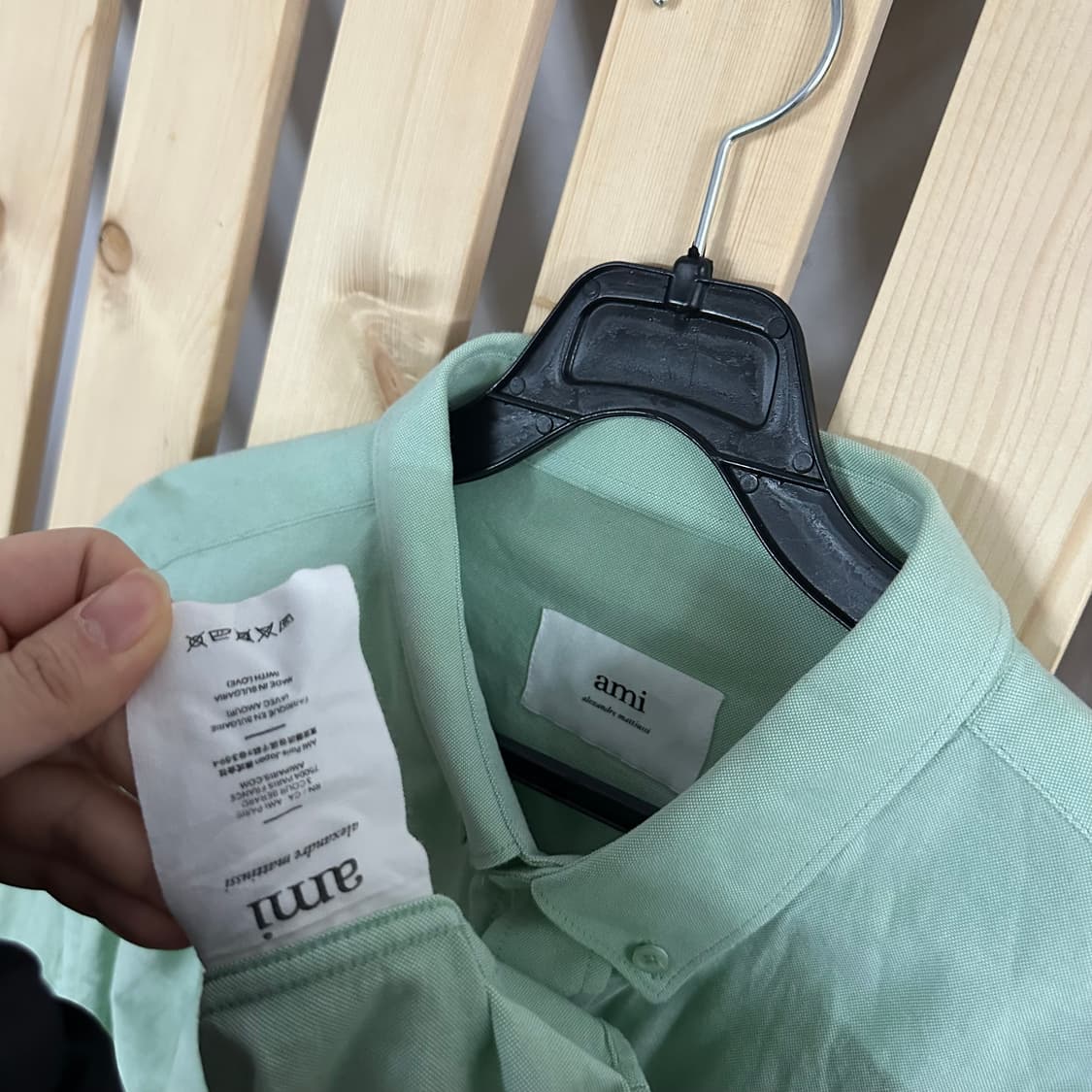 (L) AMI 아미 아쿠아민트 빅하트 옥스포드 셔츠 상품이미지5