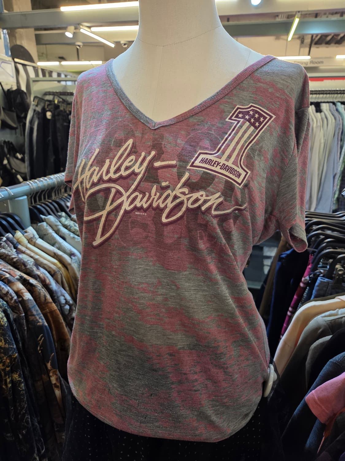 할리데이비슨 그레이핑크 브이넥 반팔티 상품이미지3