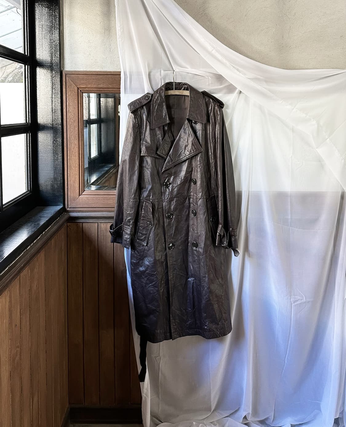 JPV brown leather trench coat 상품이미지7