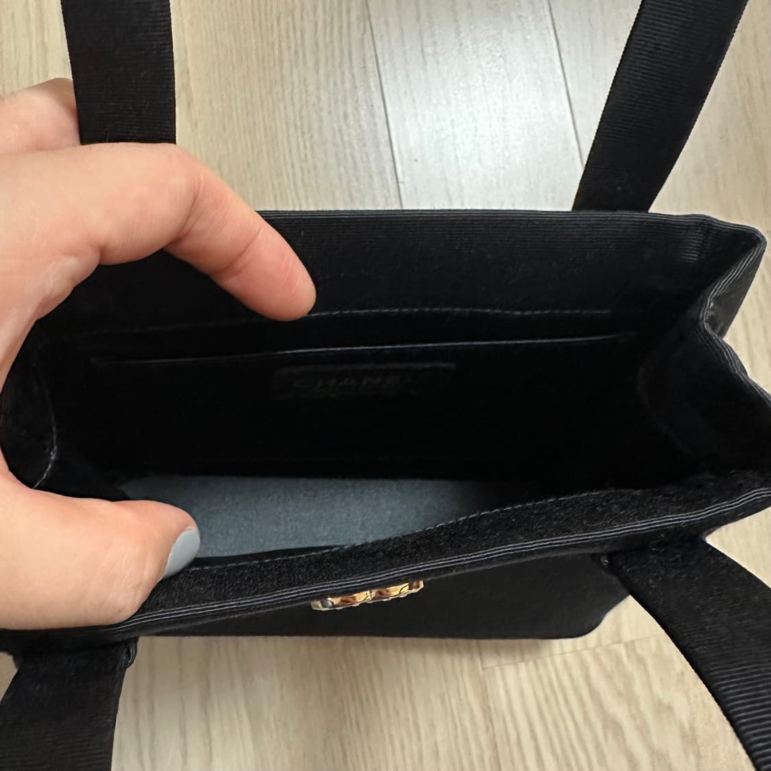 샤넬 라인스톤 CC 블랙 그로그랭 미니 핸들백 / 빈티지 상품이미지8