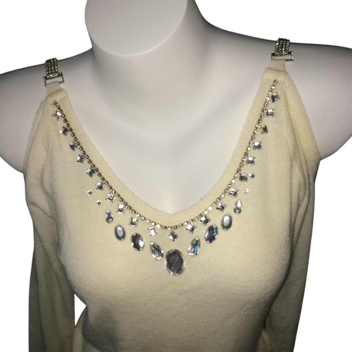 세실맥비 오프 숄더 큐빅 스톤 체인 오프 숄더 니트 갸루 y2k 상품이미지3