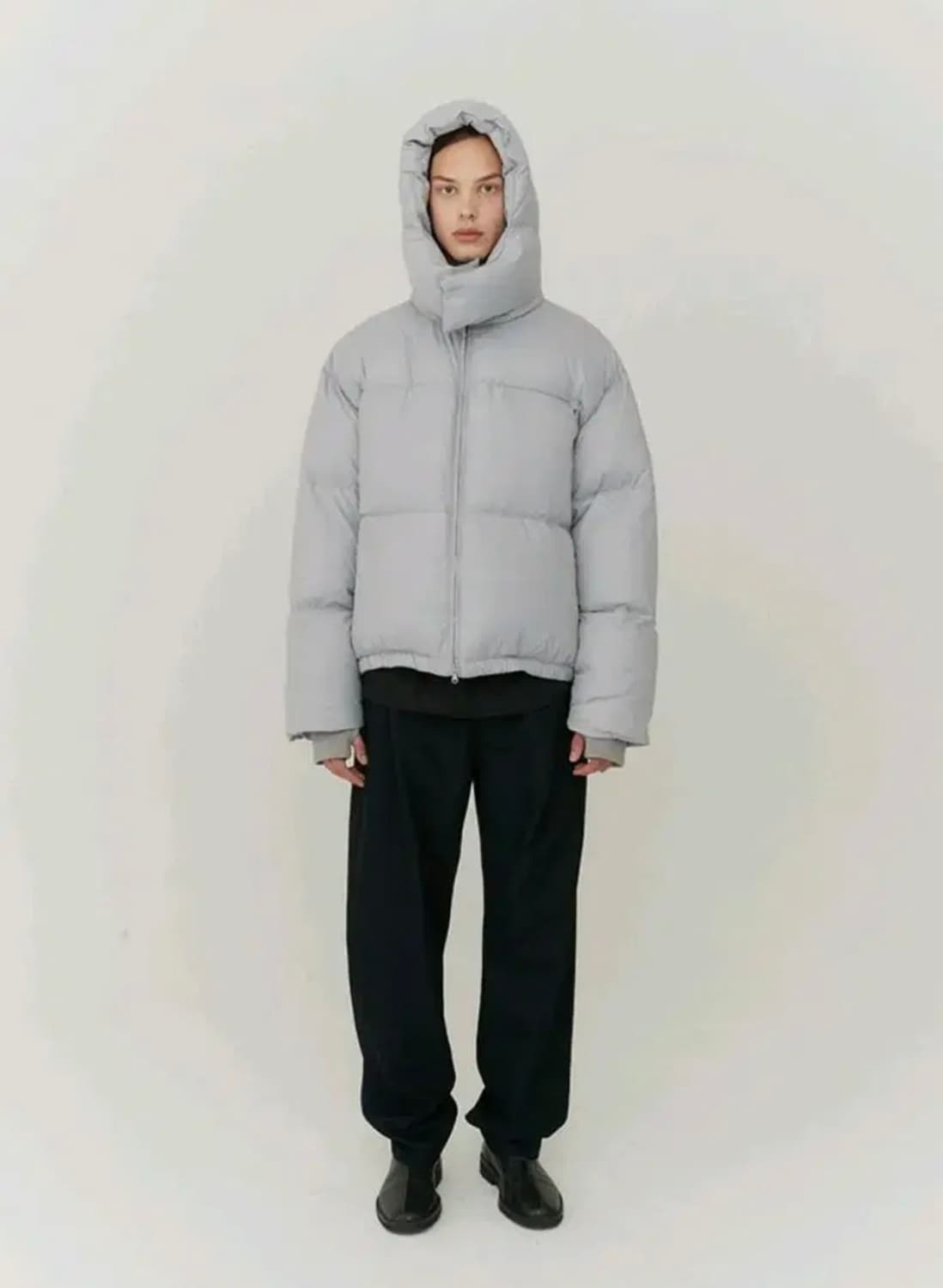 [M] 쿠어 클라우드 크롭 다운 점퍼 그레이 상품이미지5