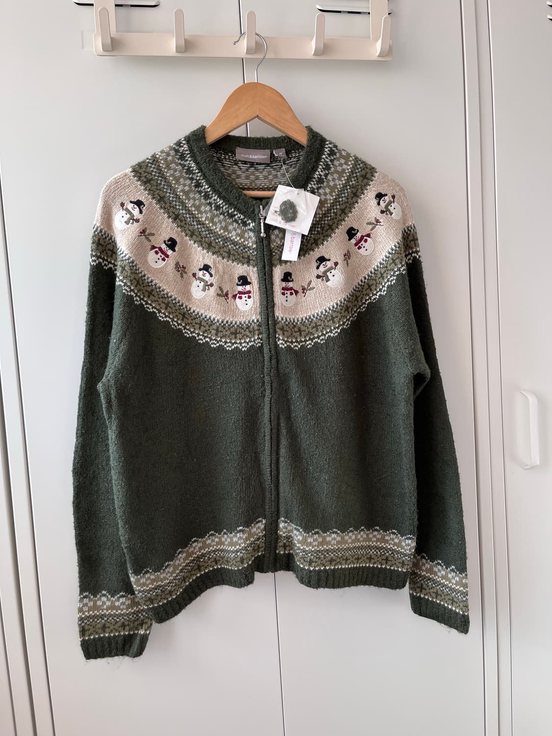 Croft & barrow 눈사람 자수 니트 가디건 그린 상품이미지3