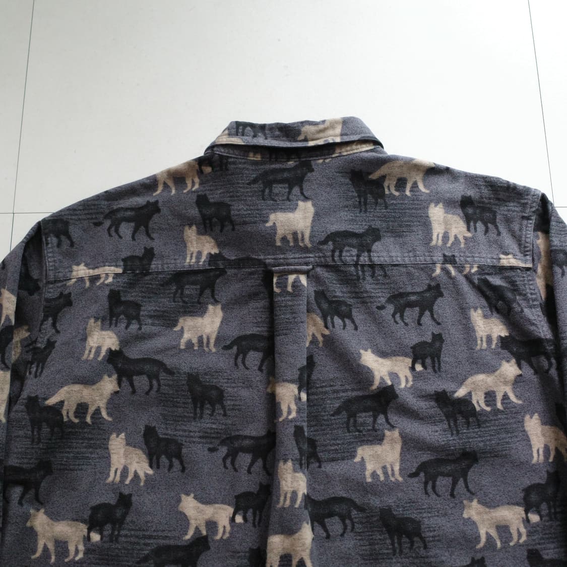 90s 울리치 빈티지 늑대 패턴  해비 플라넬 셔츠 XL 상품이미지8