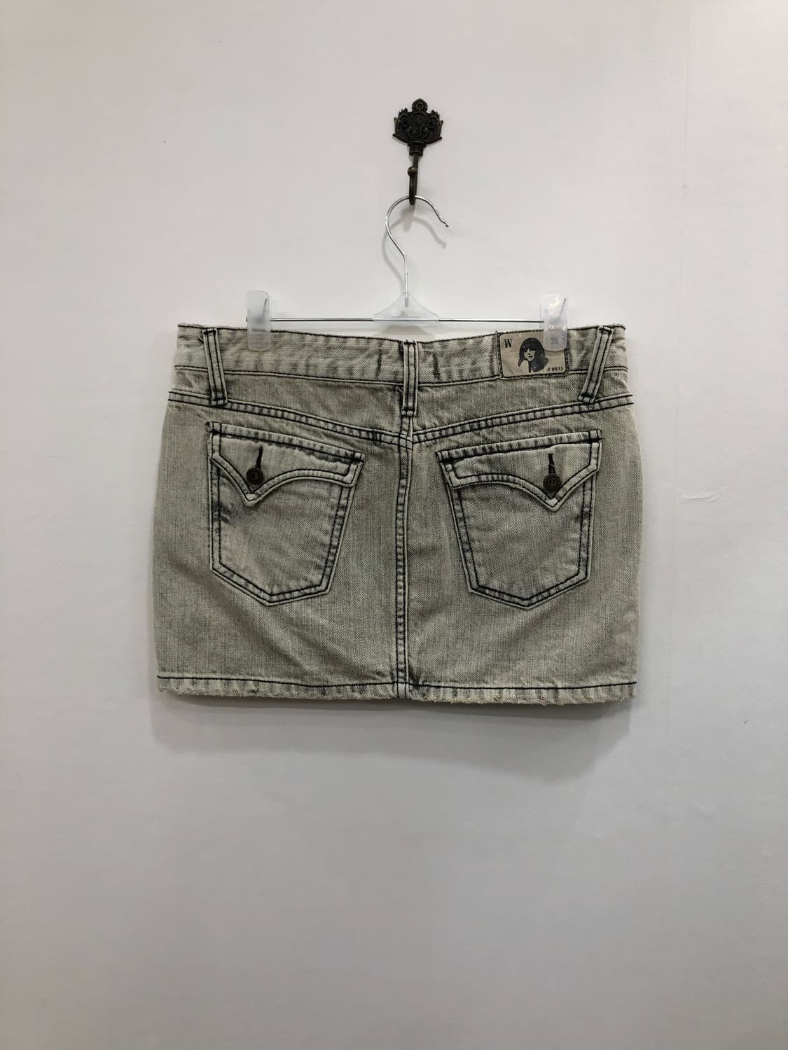 grey washed denim mini skirt 상품이미지2