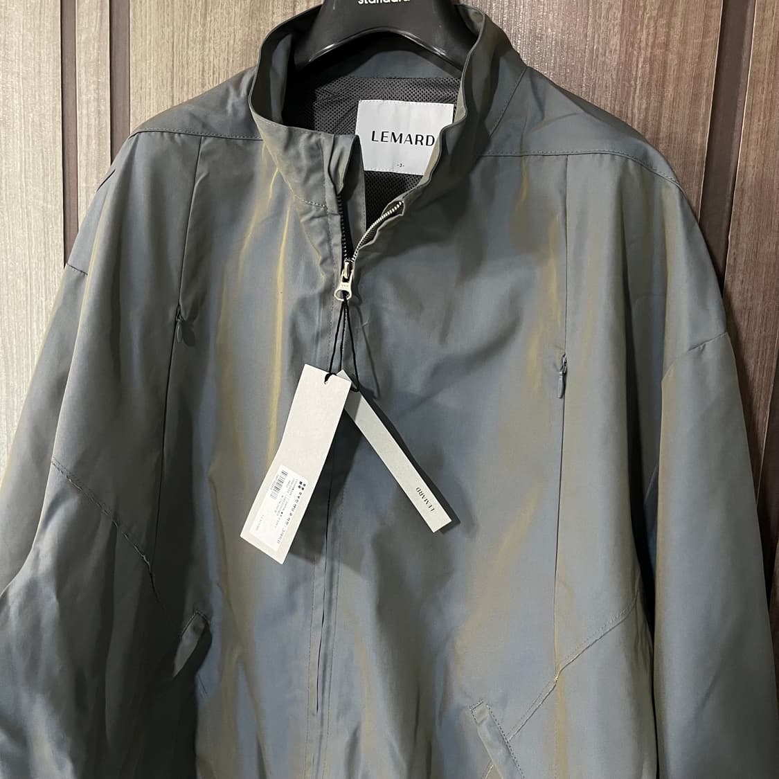 [새상품] 르마드 투톤 로우컷 밴딩 숏 자켓 그레이쉬 블루 상품이미지5