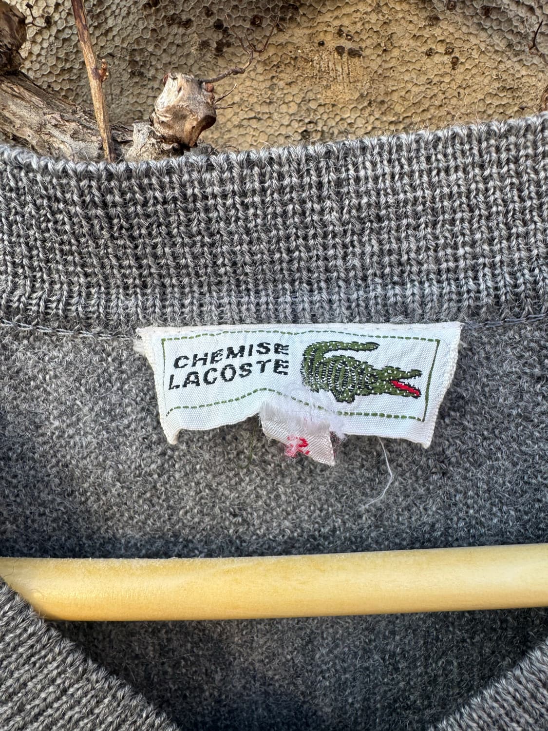 80~90s 라코스테 빈티지 울 브이넥 니트 그레이 상품이미지5