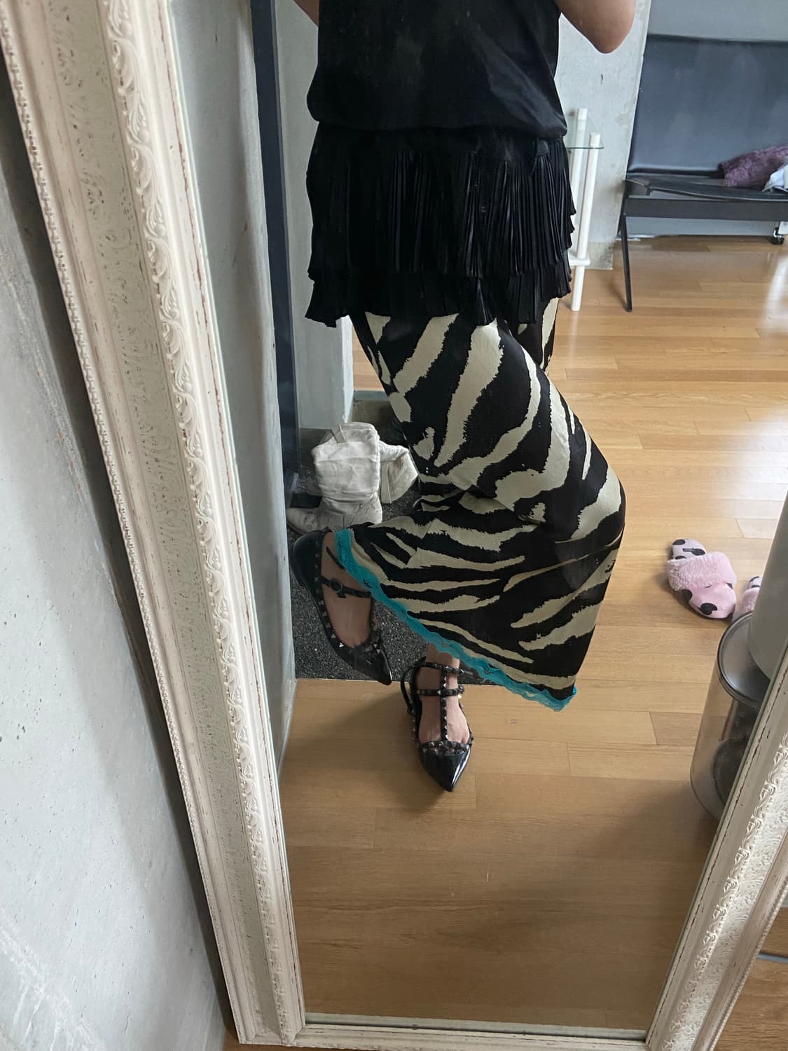 TOPSHOP zebra laced satin long skirt 상품이미지4
