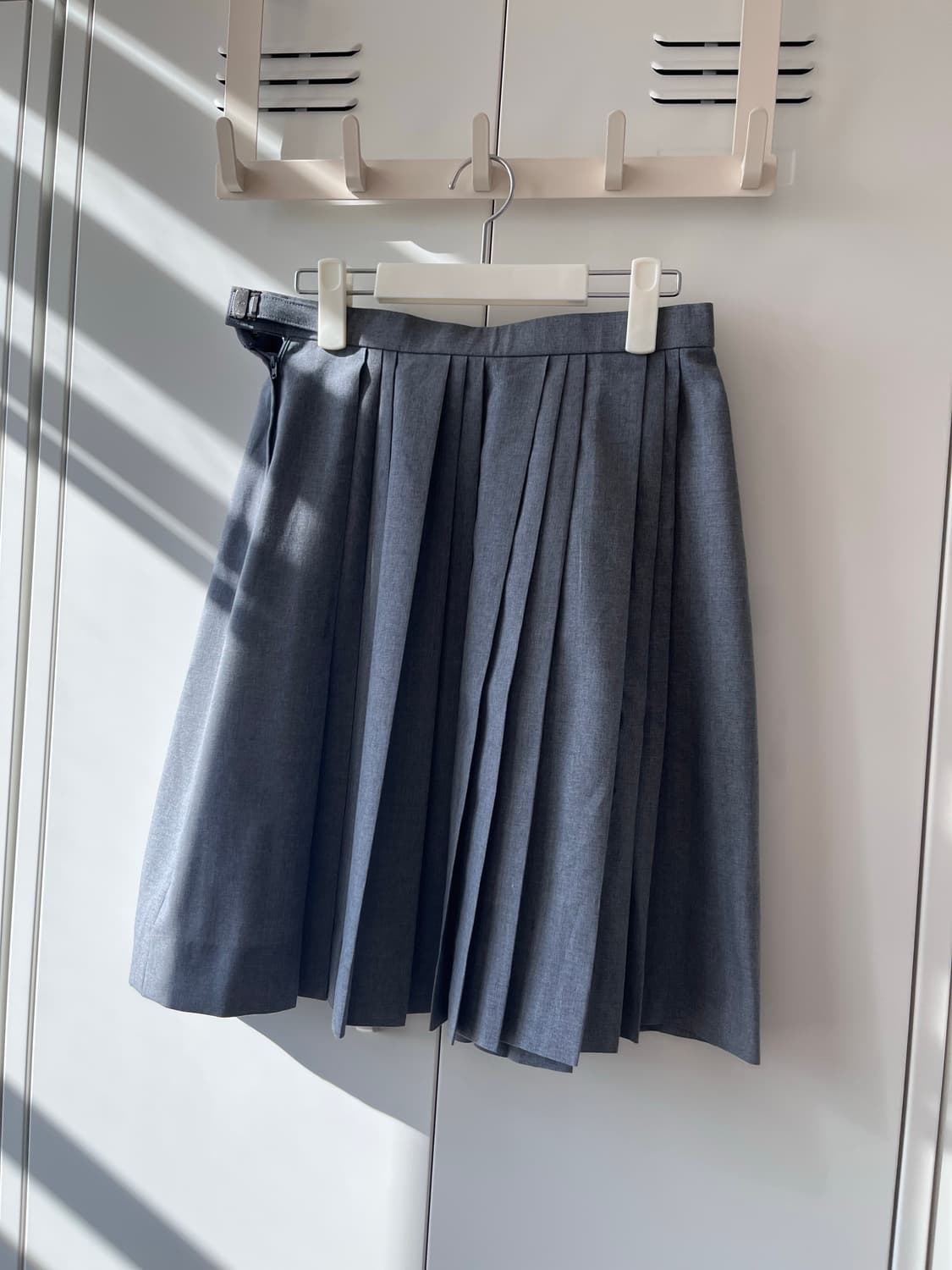 Japanese vintage  그레이 주름 플리츠 미디스커트 상품이미지4