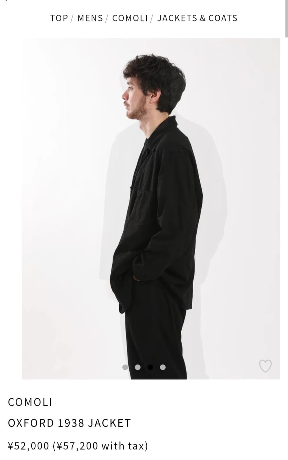 Comoli, 26SS Oxford 1938 Jacket, Black / 상품이미지5