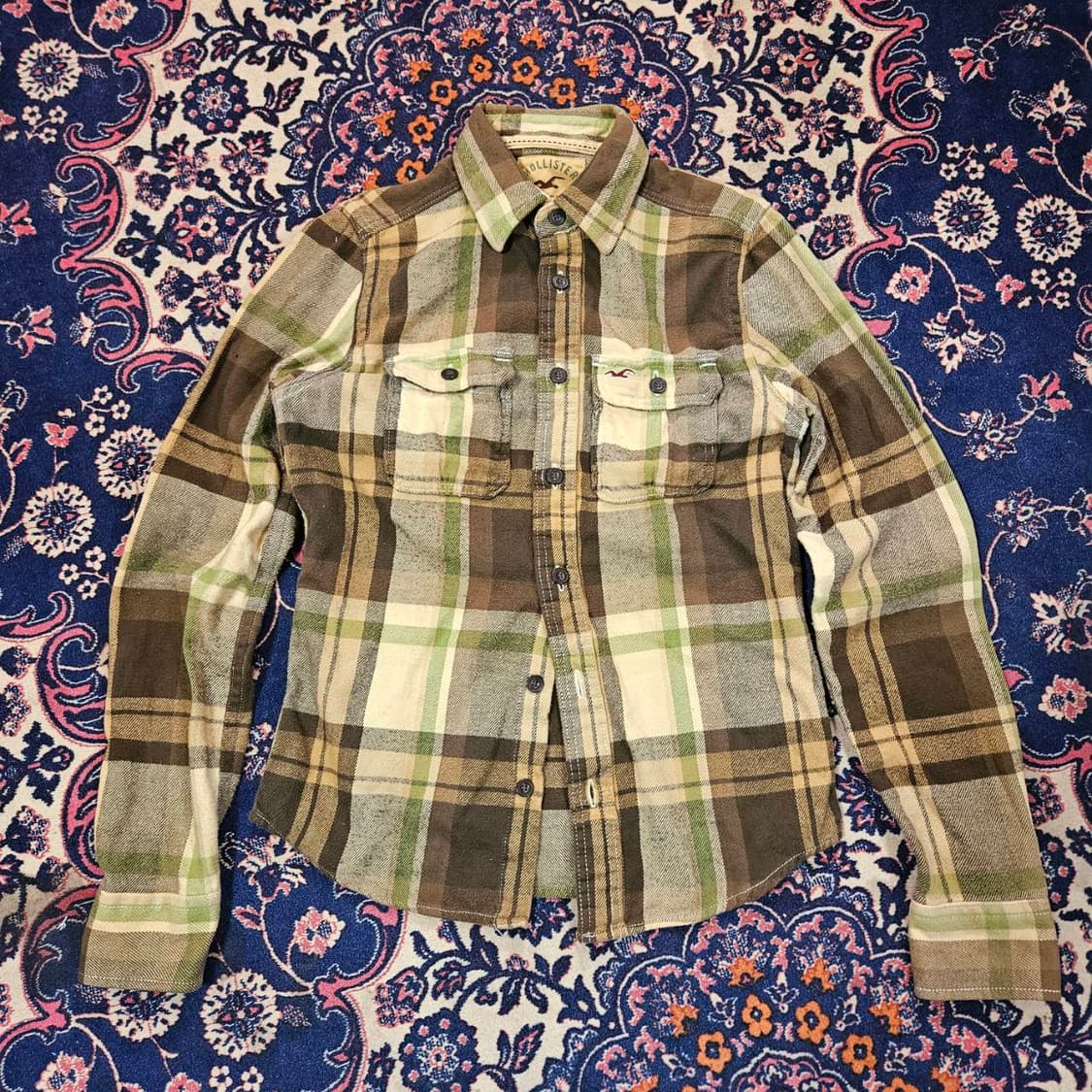 홀리스터 브라운 플란넬 체크 셔츠 상품이미지1