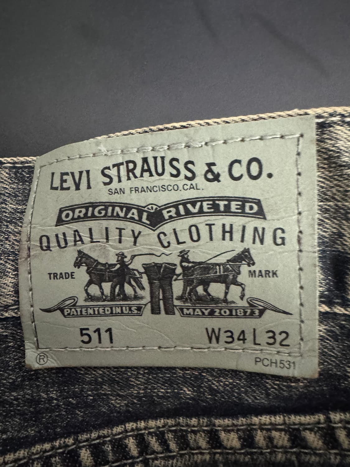 희귀!! 리바이스 511 빈티지 워싱 돌청 데님팬츠 34.6인치 상품이미지3