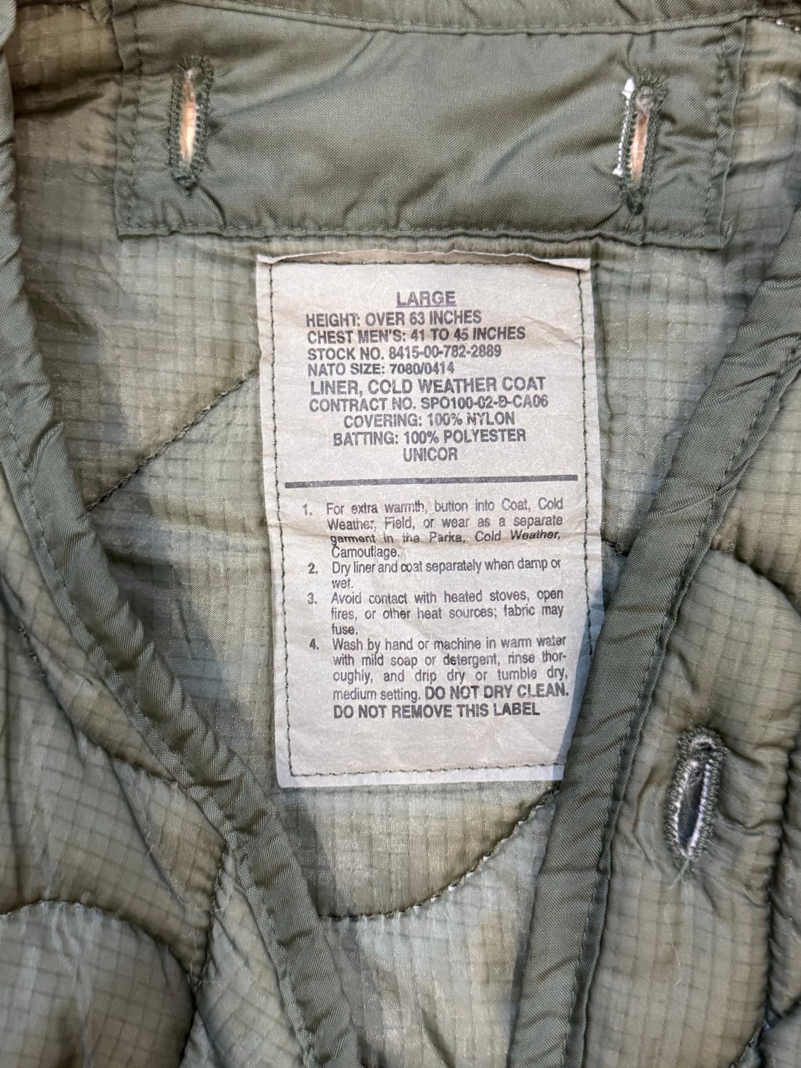 m-65야상 미군 콜드웨더 라이너 자켓 내피 상품이미지2