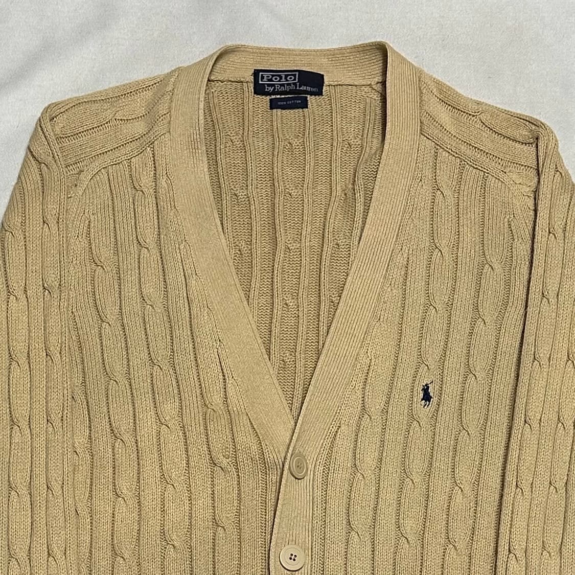 XL 폴로랄프로렌 베이지 케이블 브이넥 가디건 상품이미지1