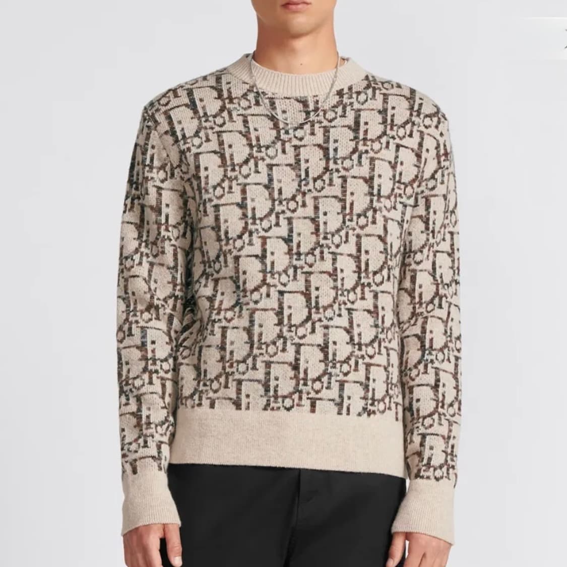 [S+급/M] 디올 오블리크 자카드 니트 스웨터 베이지 상품이미지7