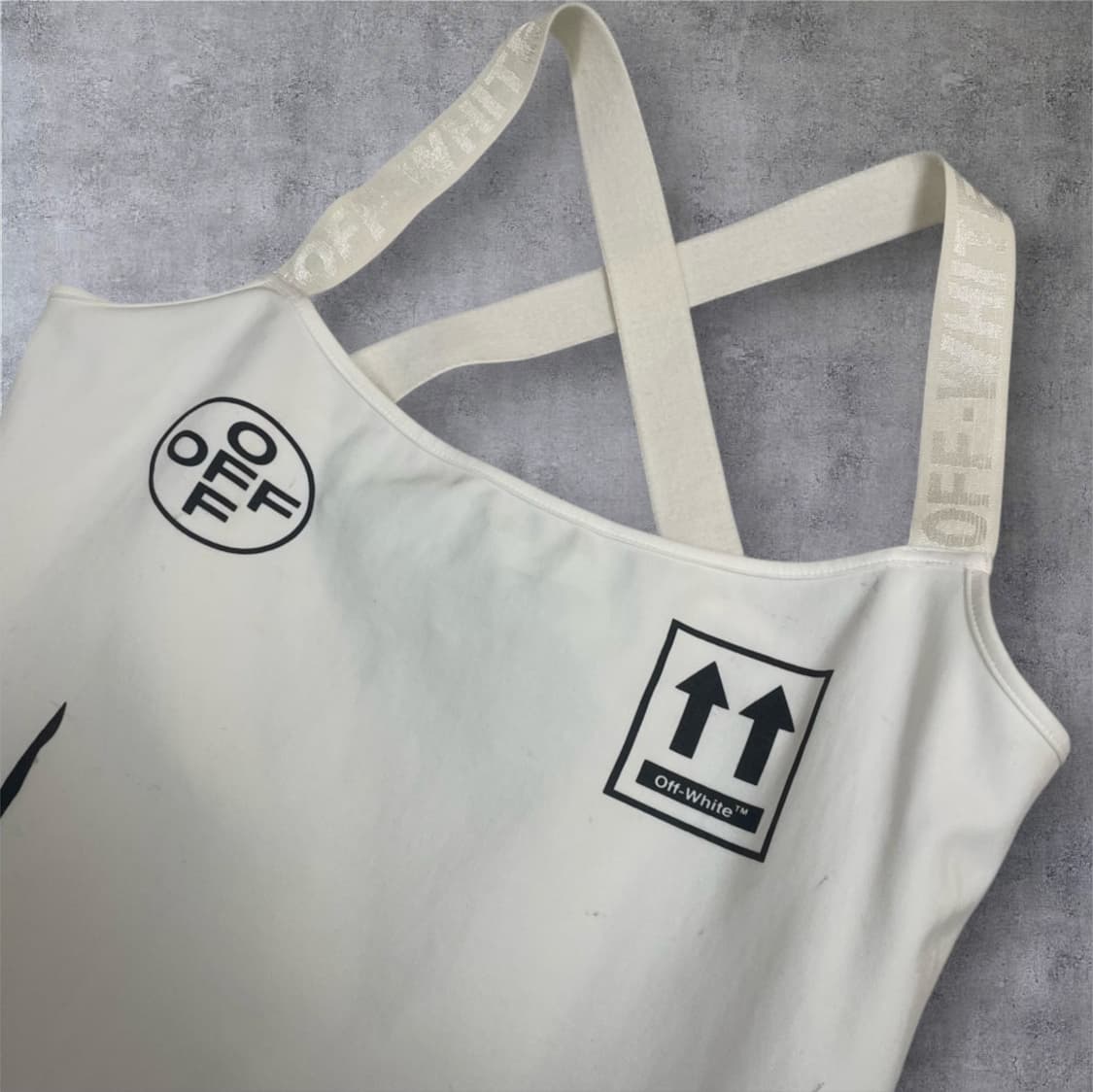 오프화이트 화이트 스포츠 로고 슬리브리스 미니 원피스 38 상품이미지2