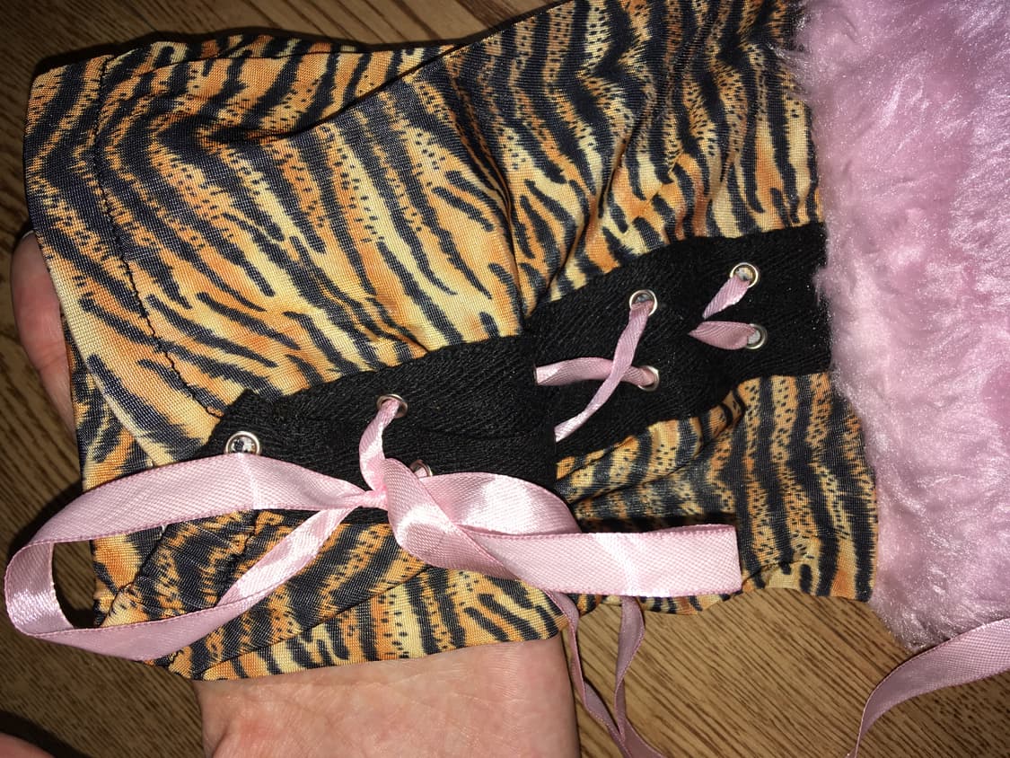 갸루 타이거 프린트 바디수트 레그워머 세트 상품이미지7