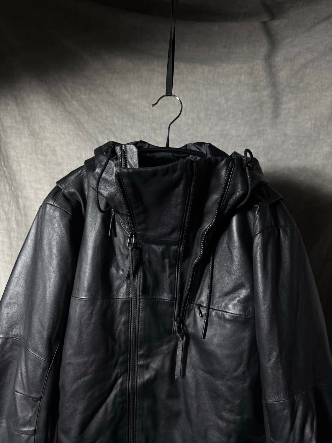 C DIEM Black Lamb Leather Hooded Jacket 상품이미지6