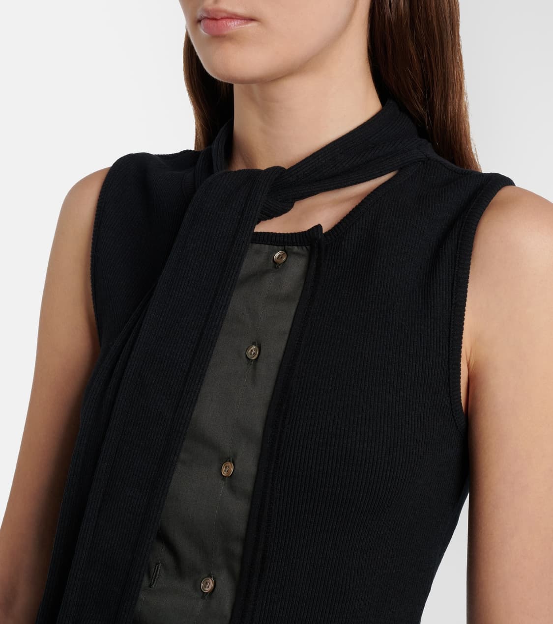 [XS,S,M]르메르 26ss 스카프 슬리브리스 니트 탑/블랙 상품이미지2