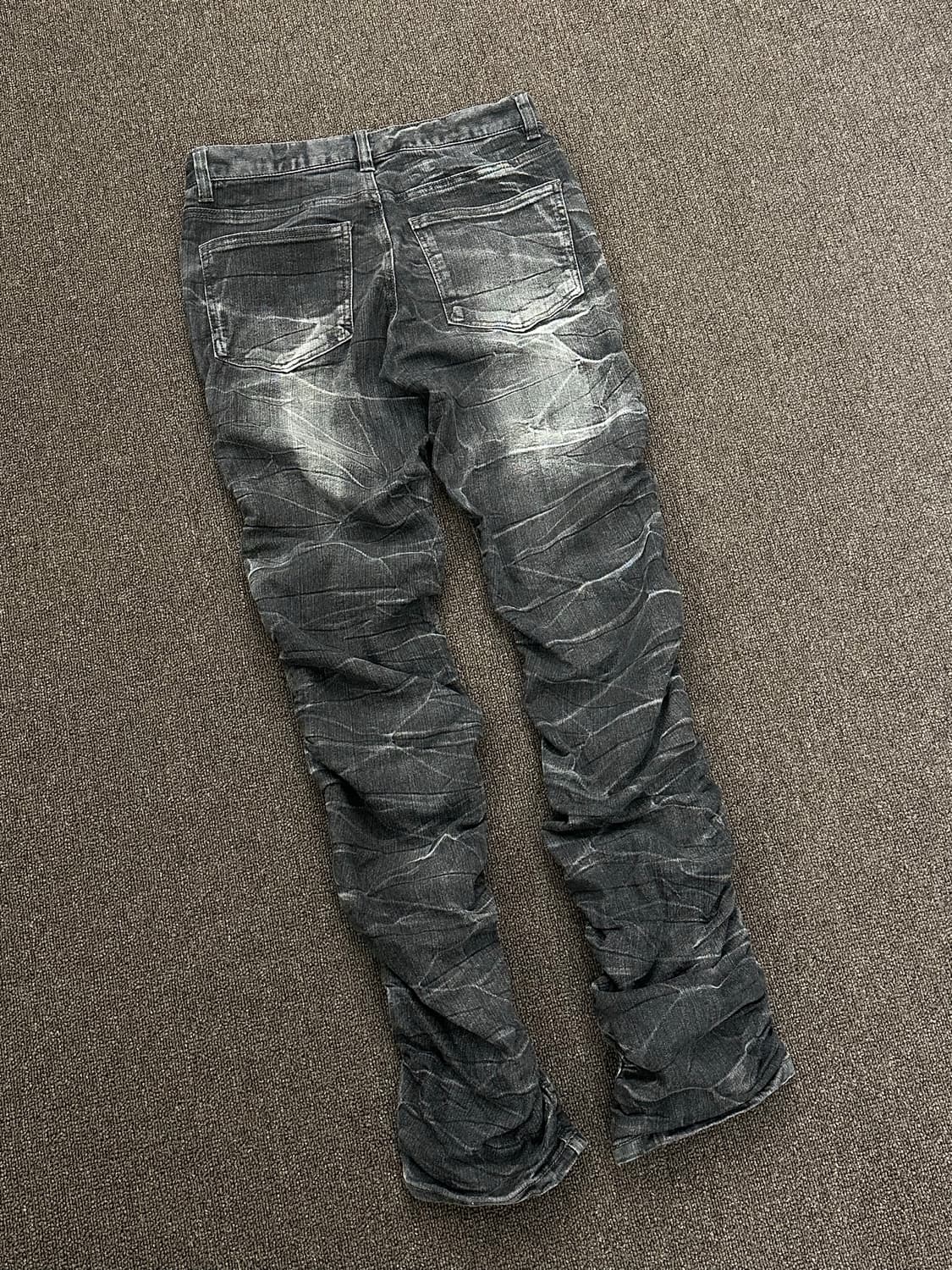 OS)재패니즈 빈티지 워시드 흑청 셔링 데님팬츠 상품이미지3