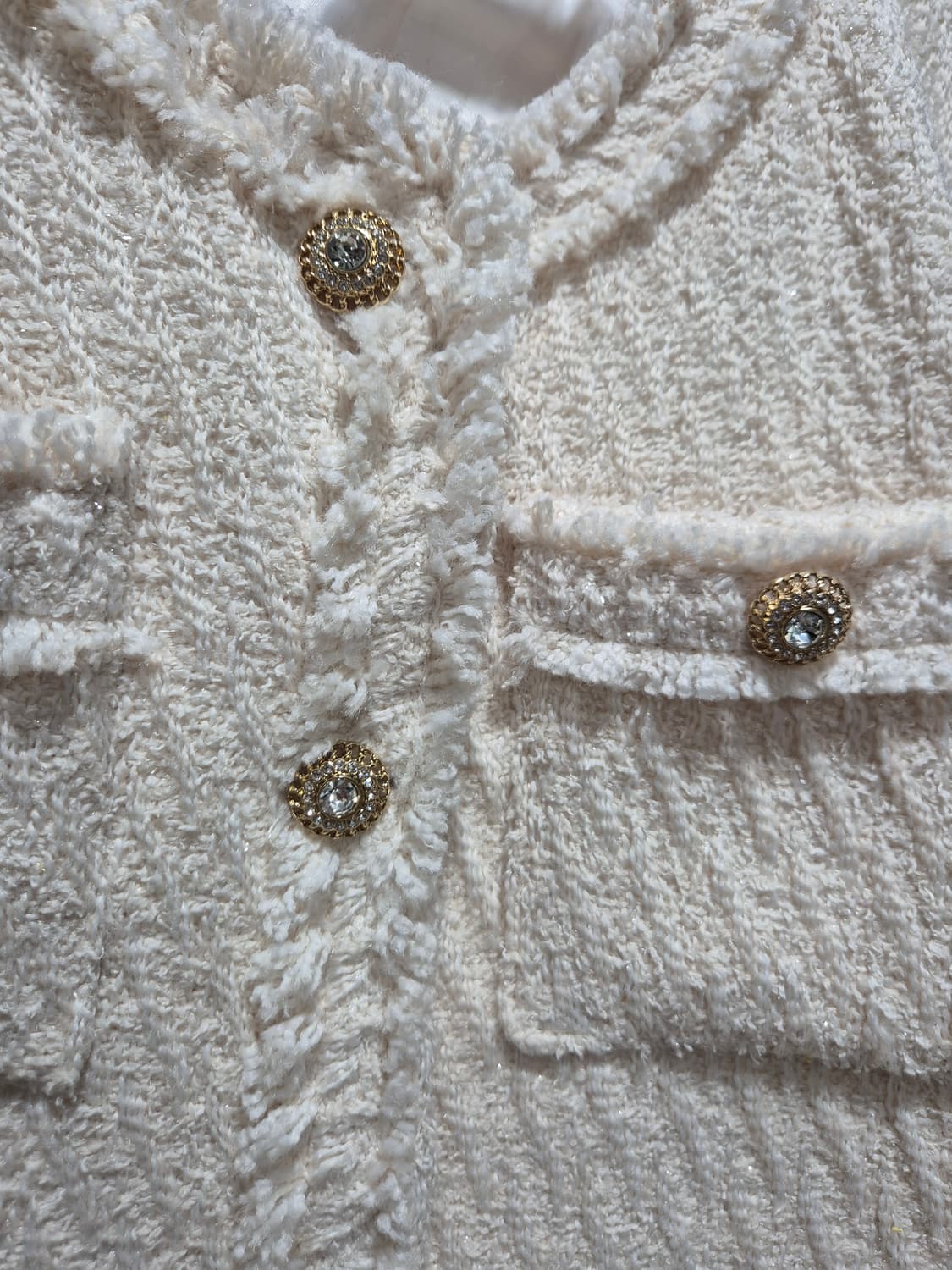 (세일)(새상품)아이보리 트위드 자켓 금장 단추 상품이미지5