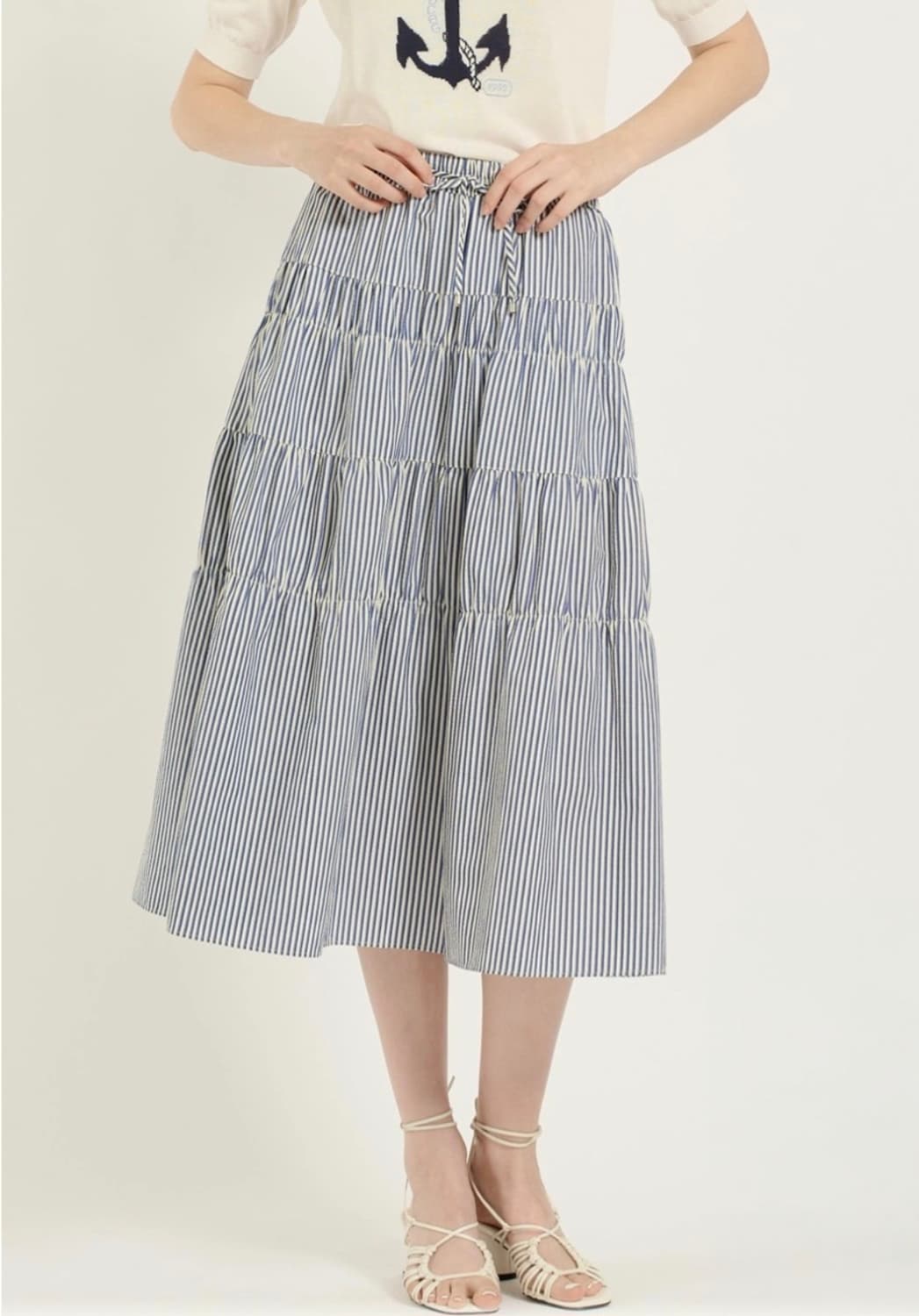 BCBG 25SS 시어서커 티어드 밴딩 스커트 77사이즈 상품이미지4