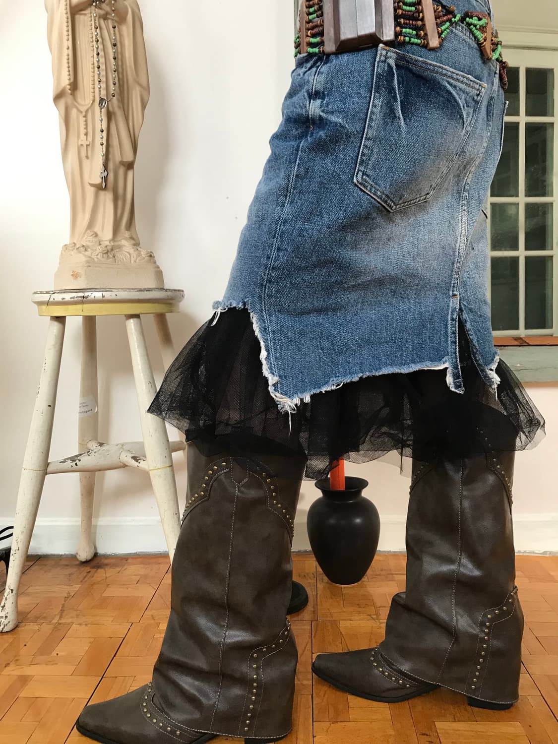 vintage denim sha skirt (29inch) 상품이미지1