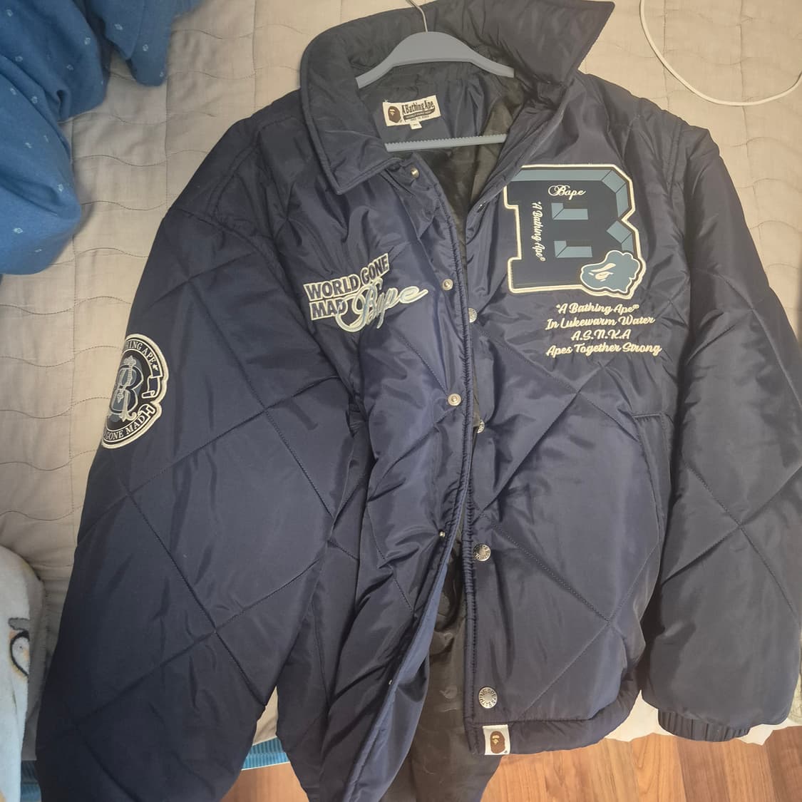 베이프 네이비 아카이브 라인 퀄팅 패딩 자켓 상품이미지6