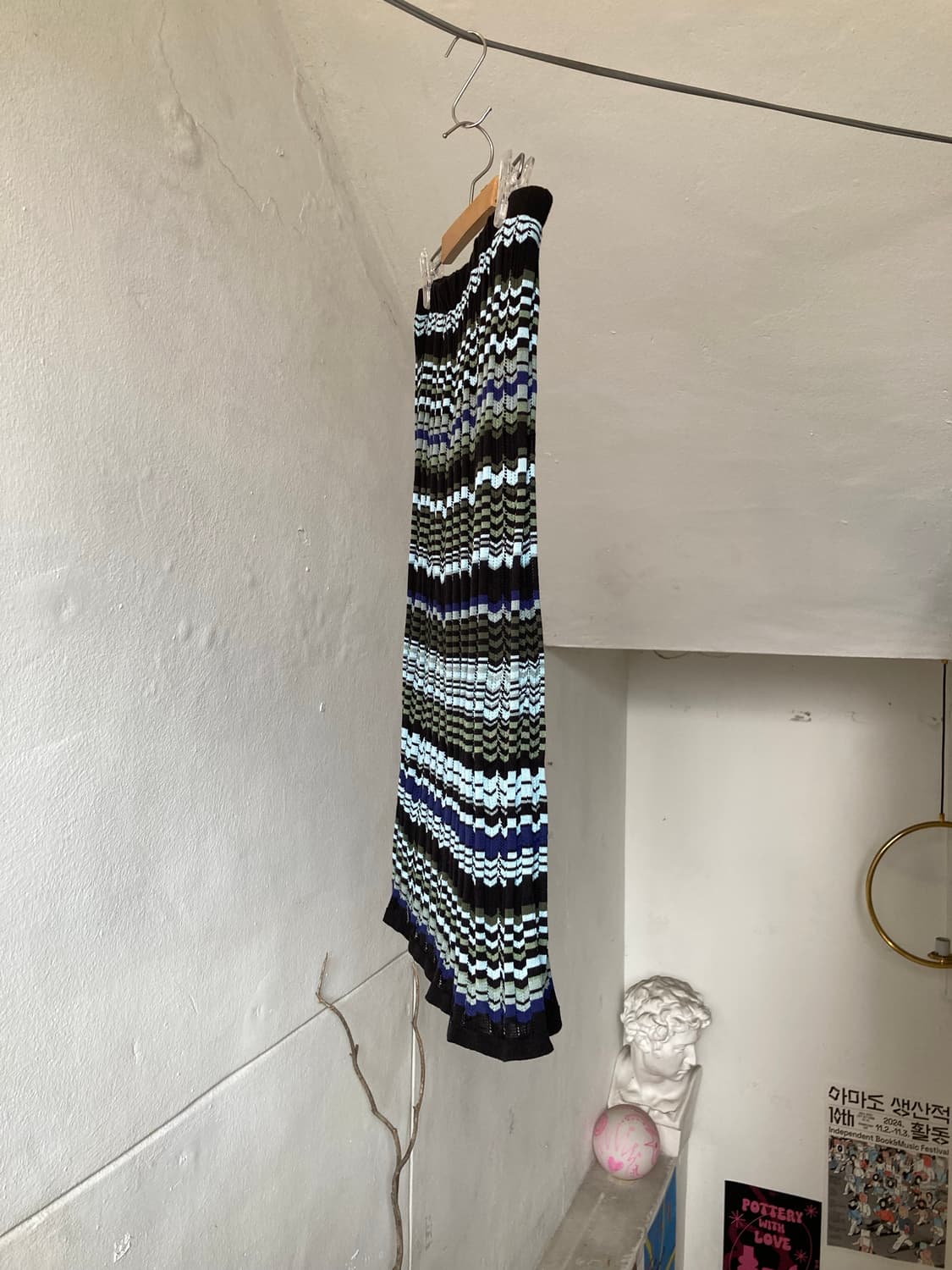 울 케이블 레이어드 니트 미디 스커트 상품이미지7