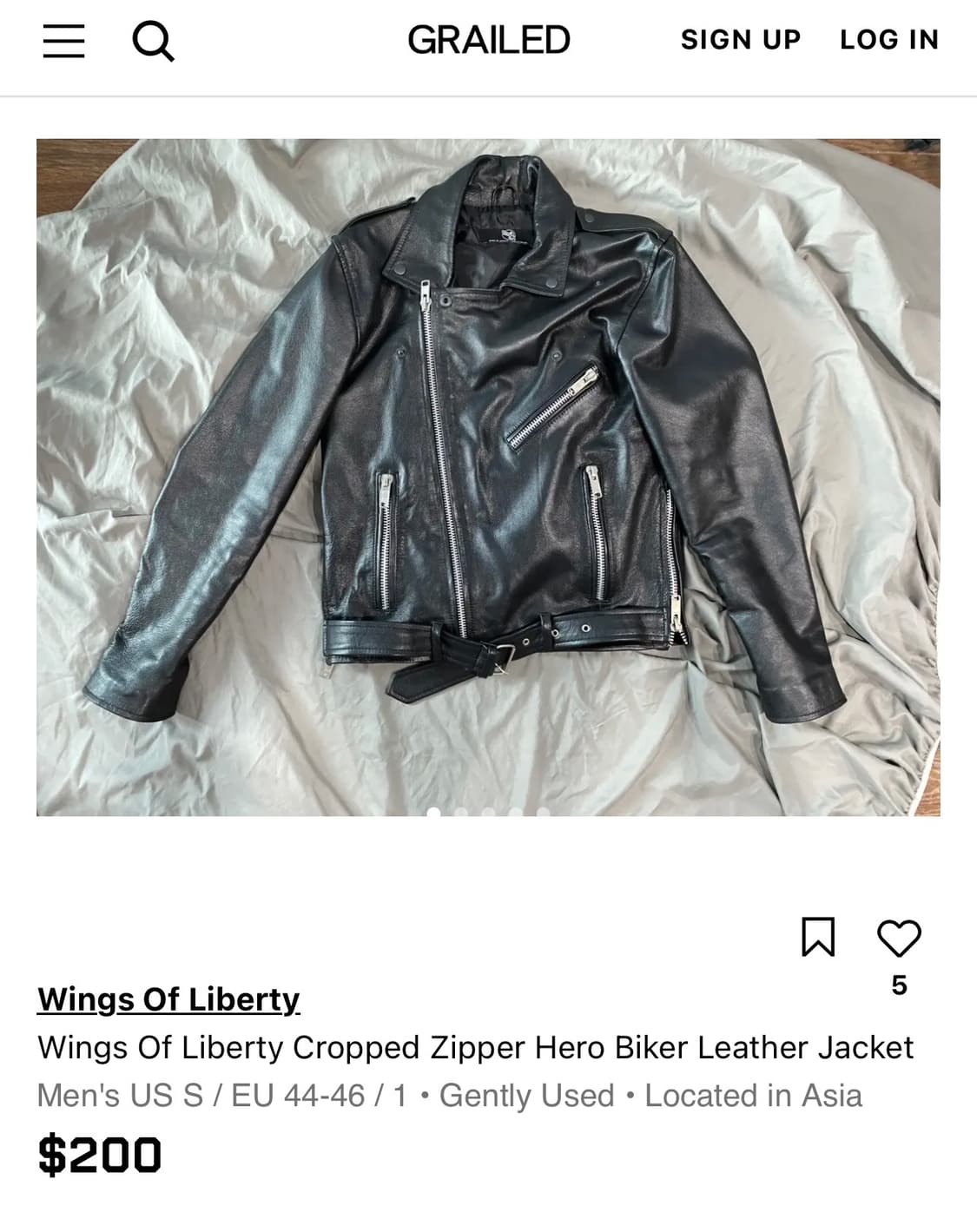 [S] Wings Of Liberty 크롭핏 레더 자켓 상품이미지3