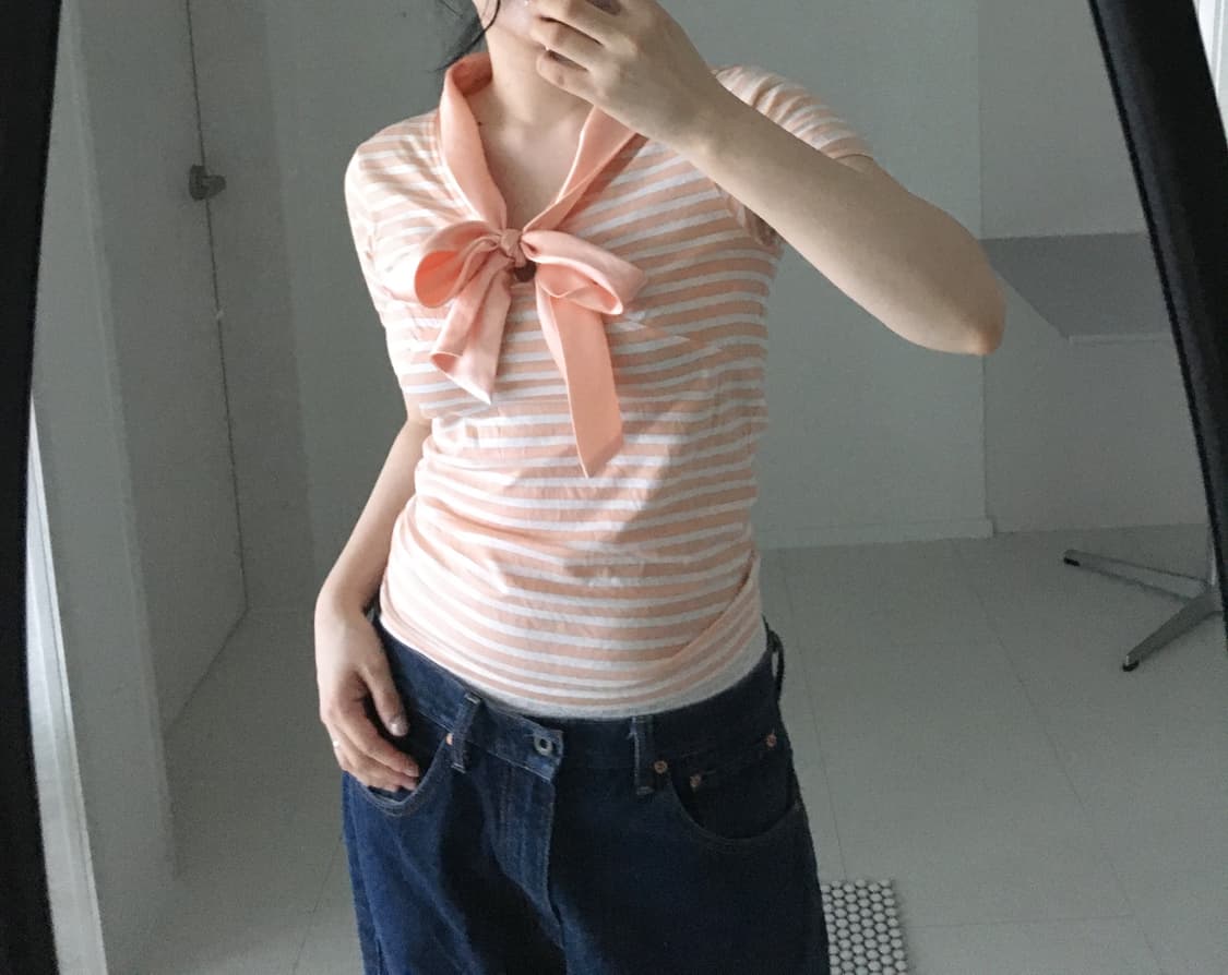stripe neck tie tee 상품이미지8